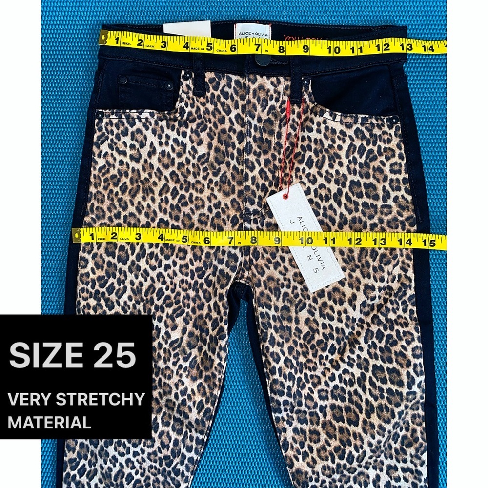 Alice + Olivia Leopard Black Cropped Skinny Denim Jeans Pant - Picture 12 of 16